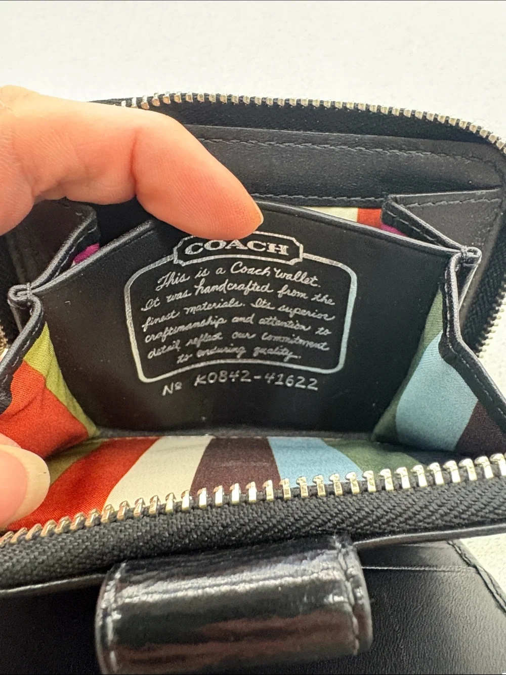 Coach Black and Cream Signature Compact Card Holder